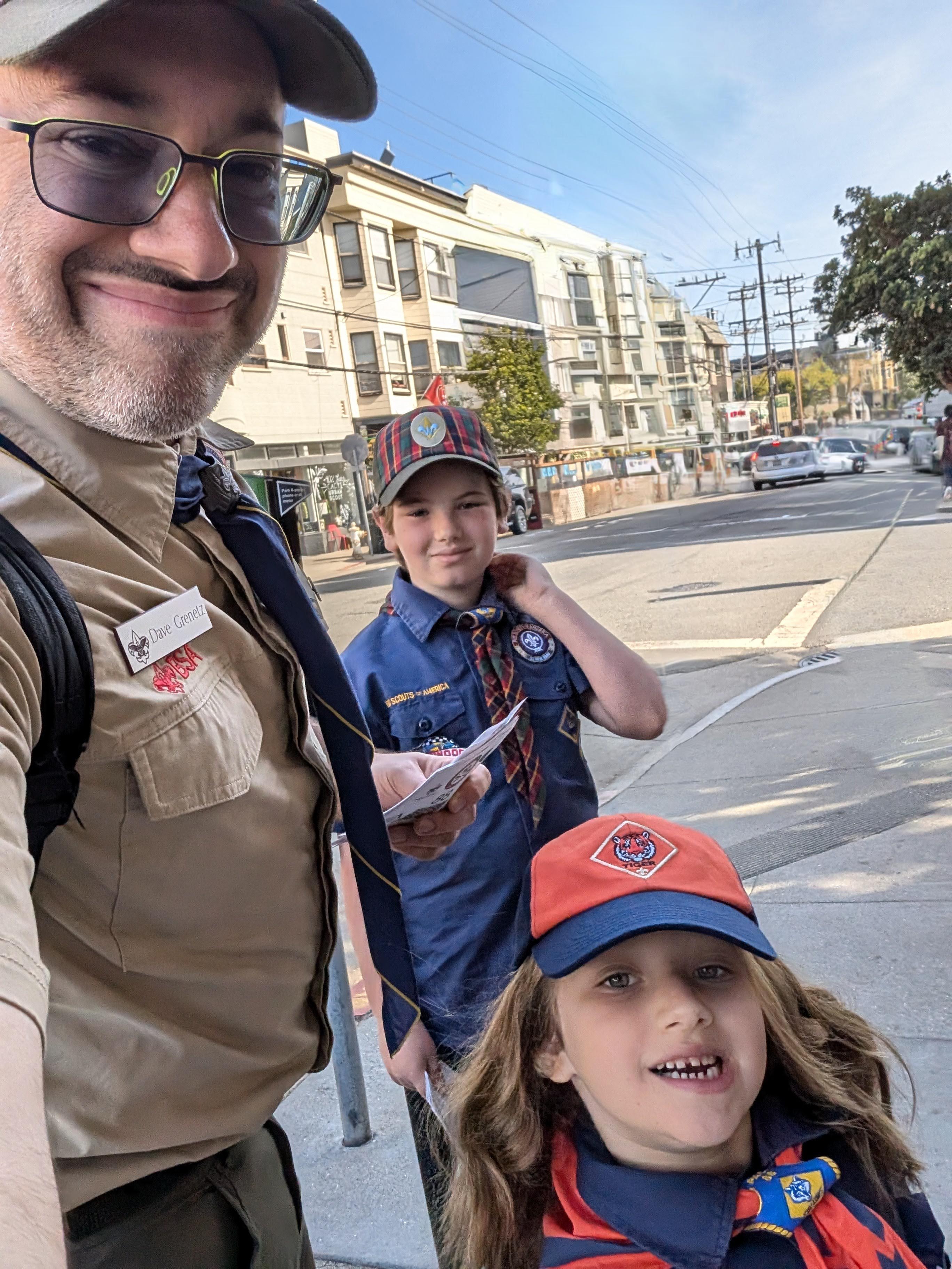 David with children in scout uniforms